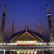 Faisal Mosque with the majestic Margalla Hills in the backdrop.